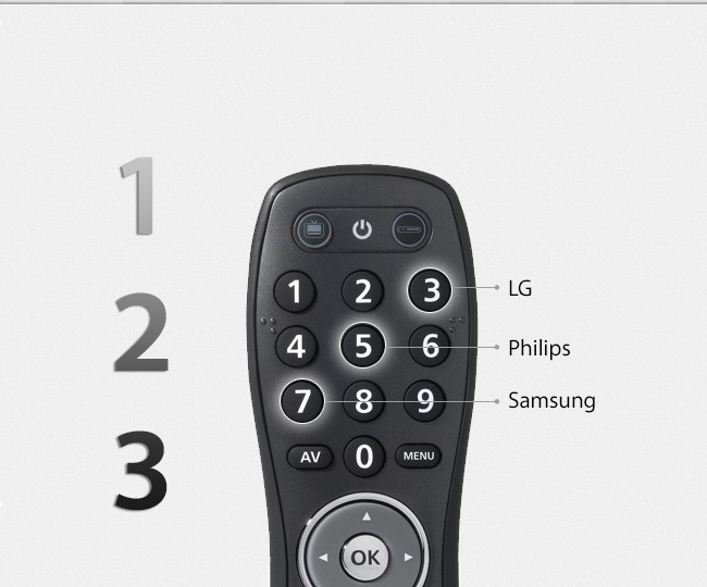 code top up three by Universal Remote All For (URC6420) control Simple One